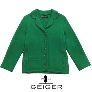 Vintage Kurt GEIGER of Austria Boiled Wool Blazer Jacket Iconic Green Sz 6/8 EUC